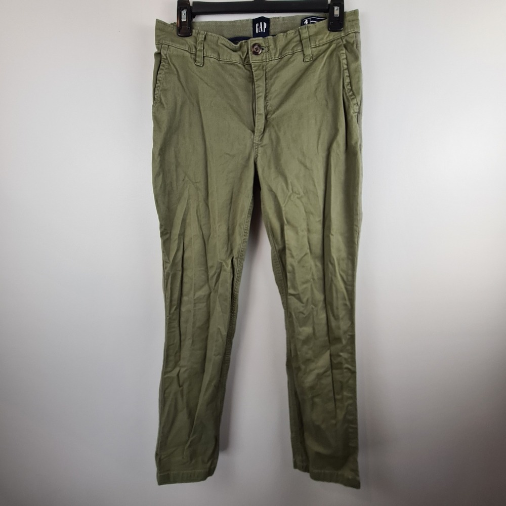 Gap Relaxed Girlfriend Chino Pants Womens 4‎ Olive Green Stretch Twill Utility